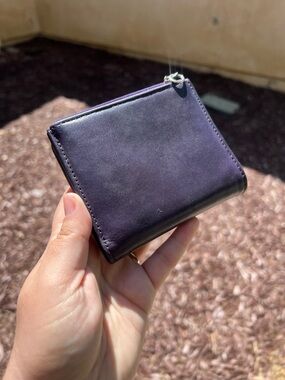 Vintage Coach Small Leather Wallet in Deep Purple with Silver Zipper 6911